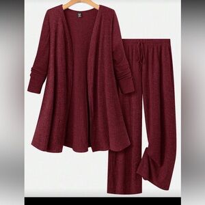 NWT Emery rose 2 piece open sweatshirt and elastic waist band pants ribbed knit